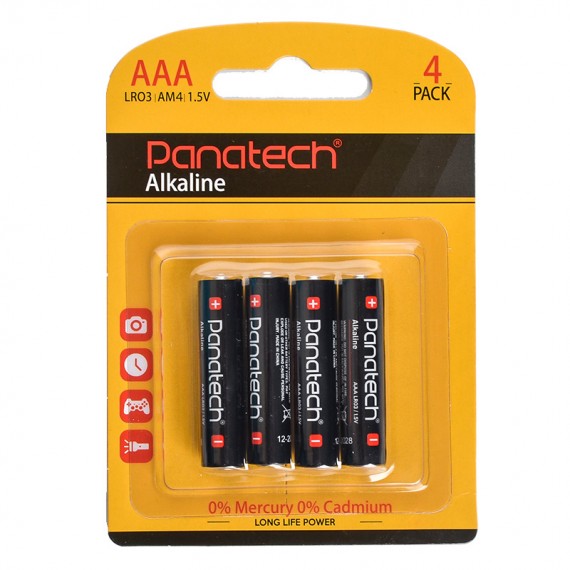 باتری نیم قلمی پاناتک (Panatech) مدل Alkaline LR03 AAA (کارتی 4 تایی)