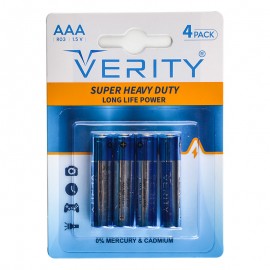 باتری نیم قلمی وریتی (VERITY) مدل SUPER HEAVY DUTY AAA R03 (کارتی 4 تایی)