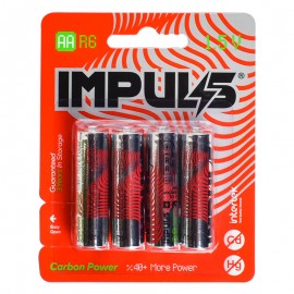 باتری قلمی ایمپالس (IMPULS) مدل R6 1.5V AA Carbon Power (کارتی 4 تایی)