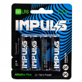 باتری قلمی ایمپالس (IMPULS) مدل LR6 1.5V AA Alkaline Plus (کارتی 4 تایی)