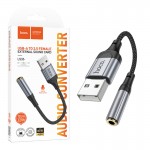 کابل تبدیل یو اس بی به جک 3.5 میلی متری (USB-A to Aux) هوکو (hoco) طول 12 سانتی متر مدل LS36