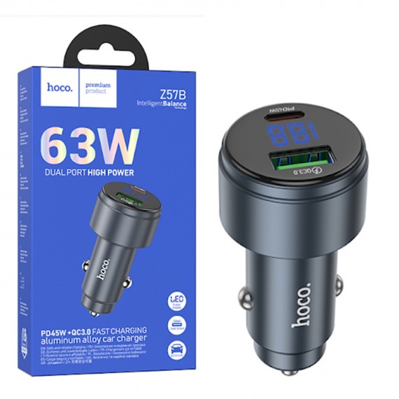 شارژر فندکی 63 وات دو پورت هوکو (hoco) مدل Z57B