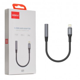 کابل تبدیل لایتنینگ به جک 3.5 میلیمتری (Lightning To Aux) هیسکا (HISKA) طول 12 سانتی متر مدل W48