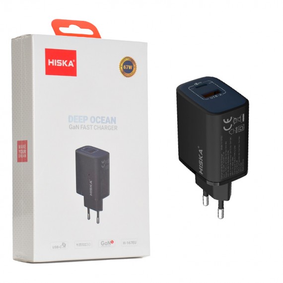 کلگی شارژر 67 وات 2 پورت هیسکا (HISKA) مدل H-167EU