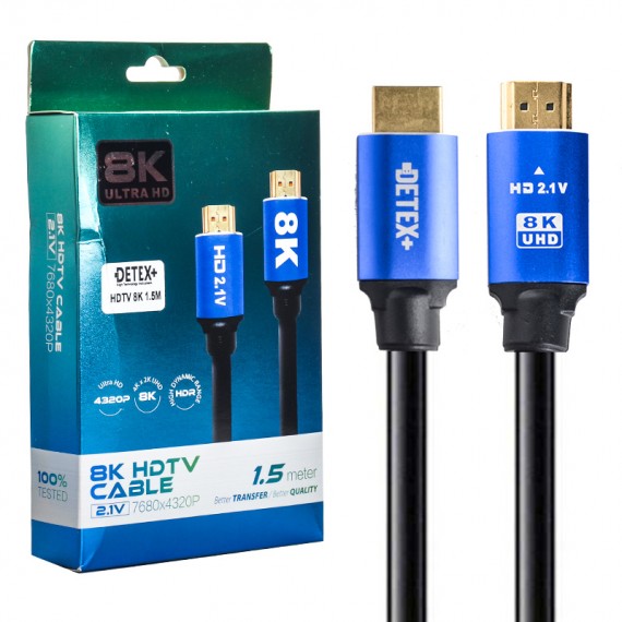 کابل HDMI 8K 2.1V دیتکس پلاس (+DETEX) طول 1.5 متر
