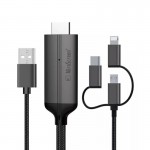 کابل MHL تایپ سی/لایتنینگ/میکرو (Type-C/Lightning/Micro To HDMI) میرا اسکرین (MiraScreen) طول 2 متر مدل LD36