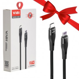 بسته 1+10 کابل تایپ سی به آیفون (Type-C to Lightning) وابی (VABi) طول 1 متر مدل CA60 (یک عدد هدیه)