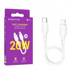 کابل تایپ سی به آیفون (Type-C to Lightning) پاوربانکی بروفون (BOROFONE) طول 25 سانتی متر مدل BX93