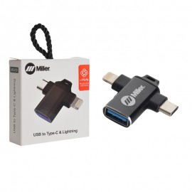 تبدیل OTG (USB-A To Type-c/Lightning) میلر (Miller) مدل MO-210