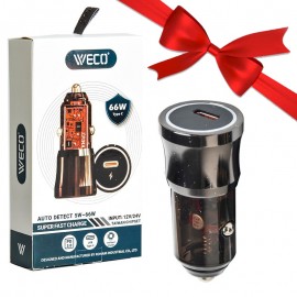 بسته 1+10 شارژر فندکی 66 وات وکو (WECO) مدل WE-23 (یک عدد هدیه)