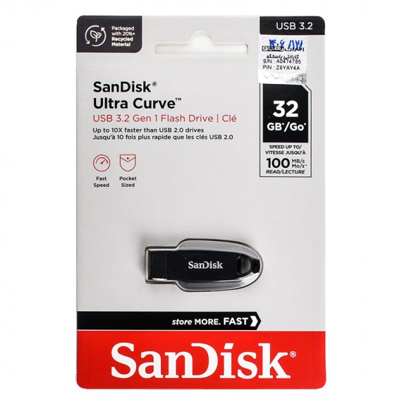 فلش سن دیسک (SanDisk) مدل 32GB USB3.2 Ultra Curve گارانتی ایران رهجو