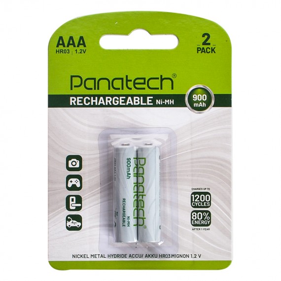 باتری نیم قلمی شارژی پاناتک (Panatech) مدل Ni-MH Rechargeable HR03 AAA 900mAH (کارتی 2 تایی)