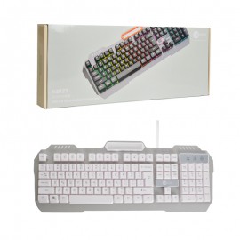 کیبورد سیم دار بک لایت RGB لکو (Lecoo) اورجینال مدل KB123 سفید