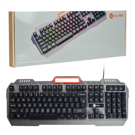 کیبورد سیم دار بک لایت دار لکو (Lecoo) مدل KB123 مشکی