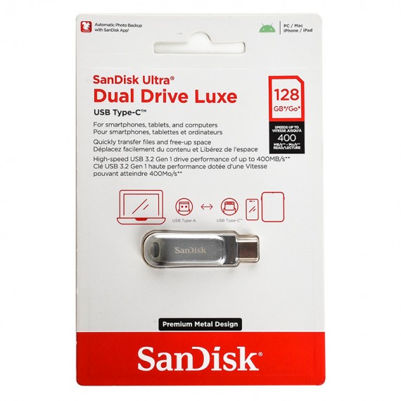 فلش سن دیسک (SanDisk) مدل 128GB Dual Drive Luxe USB3.2 Type-C گارانتی M.I.T