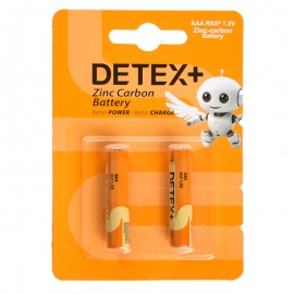 باتری نیم قلمی دیتکس پلاس (+DETEX) مدل Zinc Carbon 1.5V R03P AAA (کارتی 2 تایی)