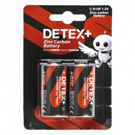 باتری سایز C دیتکس پلاس (+DETEX) مدل Zinc Carbon 1.5V C R14P (کارتی 2 تایی)
