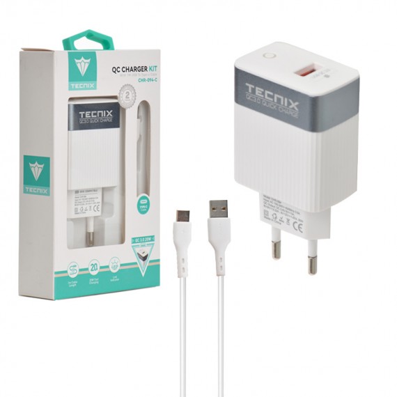 شارژر دیواری 20 وات + کابل تایپ سی تکنیکس (TECNIX) مدل CHR-094-C