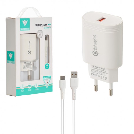 شارژر دیواری 20 وات + کابل تایپ سی تکنیکس (TECNIX) مدل CHR-089-C