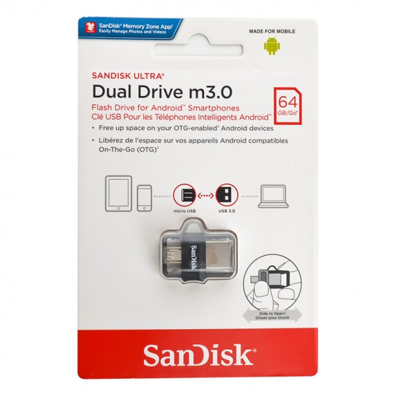 فلش سن دیسک (SanDisk) مدل 64GB Dual Drive m3.0 USB 3.0 گارانتی سازگار