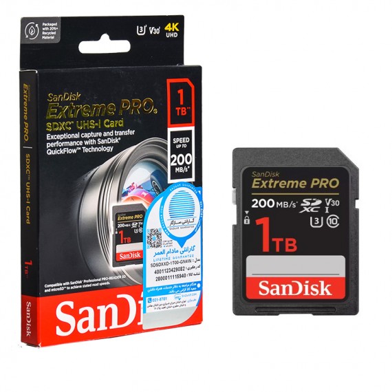 رم دوربین (SDXC) سن دیسک (SanDisk) مدل 1TB Extreme Pro 200MB/S گارانتی سازگار