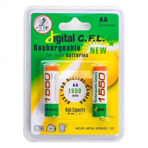 باتری قلمی شارژی سی اف ال (C.F.L) مدل Ni-MH AA 1.2V 1550mAh (کارتی 2 تایی)