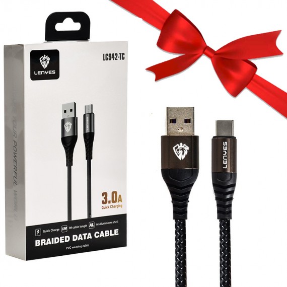 بسته 1+10 کابل اندروید (MicroUSB) لنیس (LENYES) طول 1 متر مدل LC942-TC (یک عدد هدیه)