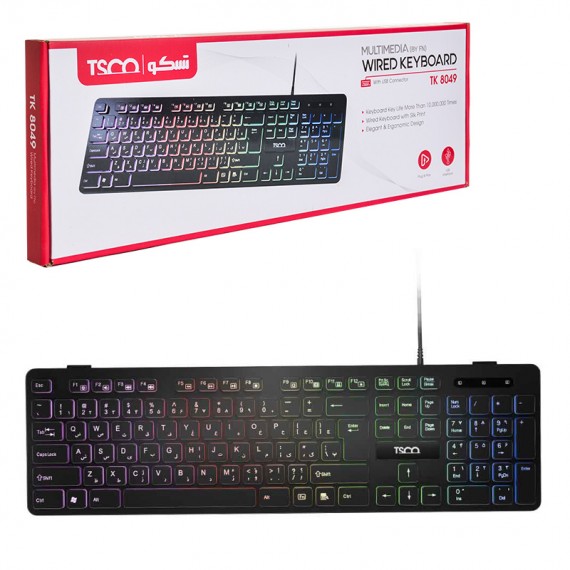 کیبورد سیمی بک لایت RGB تسکو (TSCO) مدل TK 8049