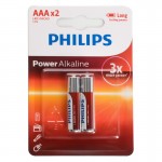 باتری نیم قلمی فیلیپس (PHILIPS) مدل Power Alkaline 1.5V LR03P2B/97 AAA (کارتی 2 تایی)
