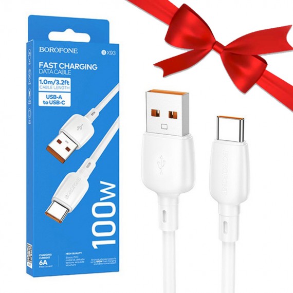 بسته 1+10 کابل تایپ سی (Type-C) بروفون (BOROFONE) طول 1 متر مدل BX93 100W (یک عدد هدیه)