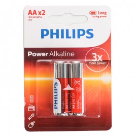 باتری قلمی فیلیپس (PHILIPS) مدل Power Alkaline 1.5V LR6P2B/97 AA (کارتی 2 تایی)