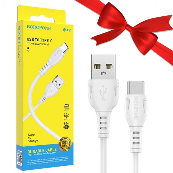 بسته 1+10 کابل تایپ سی (Type-C) بروفون (BOROFONE) طول 1 متر مدل BX51 (یک عدد هدیه)