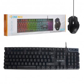 کیبورد و موس گیمینگ سیم دار بک لایت RGB وان مکس (ONE MAX) مدل OM-G6000A