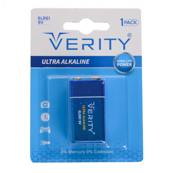 باتری کتابی وریتی (VERITY) مدل 6LR61 9V ULTRA ALKALINE