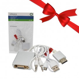 بسته 1+10 کابل تبدیل HDMI به VGA + کابل AUX و Adaptor رویال (Royal) (جهت کنسول و dvr) (یک عدد هدیه)