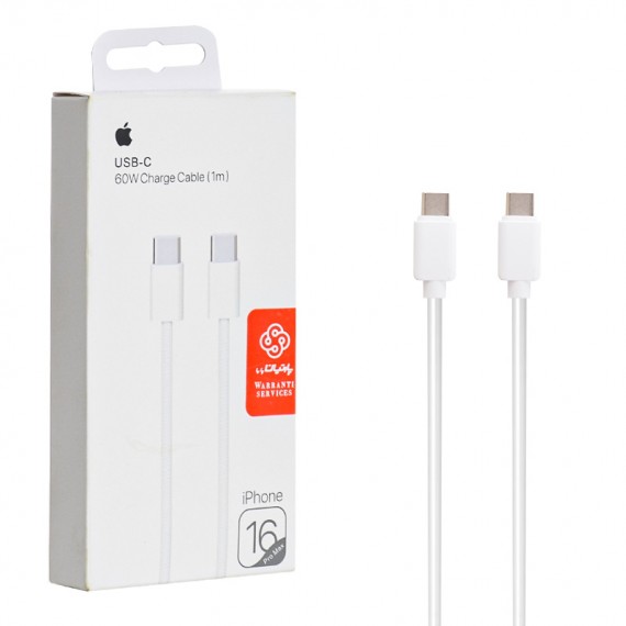 کابل تایپ سی به تایپ سی (Type-C To Type-C) اپل (Apple) 60W آیفون 16 پرومکس طول 1 متر گارانتی پارتیان پایا