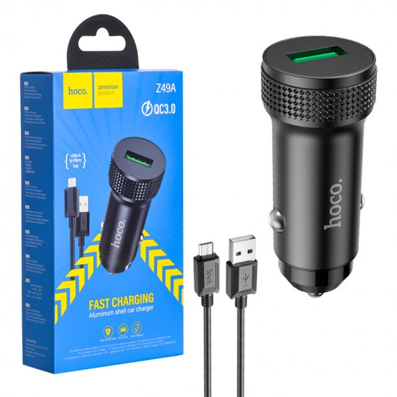 شارژر فندکی 18 وات + کابل اندروید (MicroUSB) هوکو (hoco) مدل Z49A