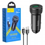 شارژر فندکی 18 وات + کابل اندروید (MicroUSB) هوکو (hoco) مدل Z49A