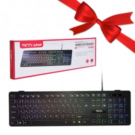 بسته 1+10 کیبورد سیمی بک لایت RGB تسکو (TSCO) مدل TK 8049 (یک عدد هدیه)