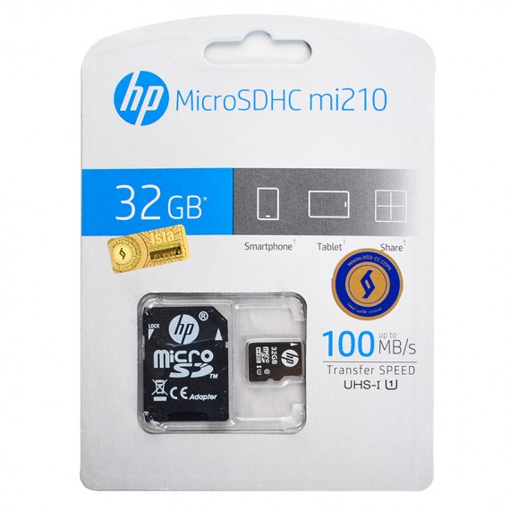 رم موبایل و دوربین اچ پی (HP) 32GB MicroSDHC UHS-I mi210 100MB/S خشاب دار