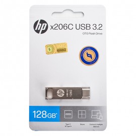 فلش اچ پی (HP) مدل 128GB X206C USB3.2 TYPE-C OTG گارانتی حافظه طلایی ایستا