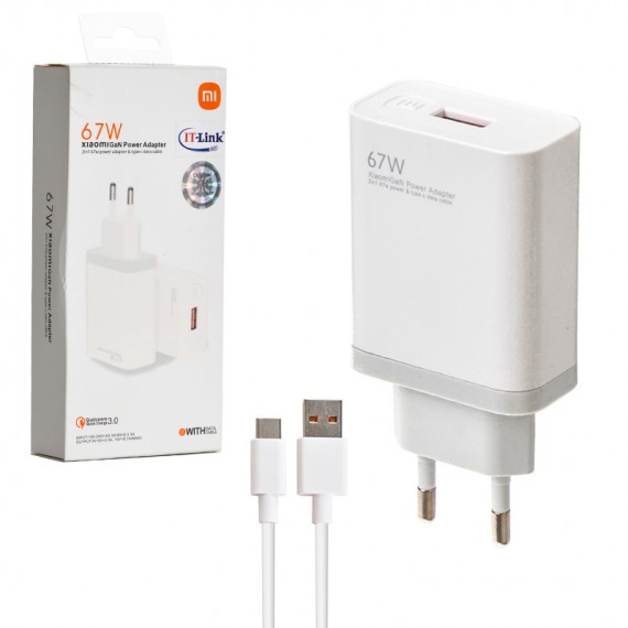شارژر دیواری 67 وات + کابل تایپ سی شیائومی (Xiaomi) گارانتی IT-LINK
