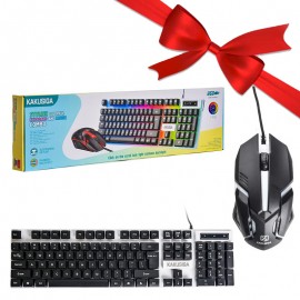 بسته 1+10 کیبورد و موس سیم دار بک لایت RGB کاکوسیگا (KAKUSIGA) مدل KSC-734 (یک عدد هدیه)