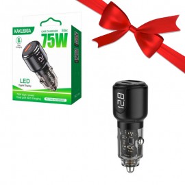 بسته 1+10 شارژر فندکی 75 وات دو پورت کاکوسیگا (KAKUSIGA) مدل KSC-1178 (یک عدد هدیه)