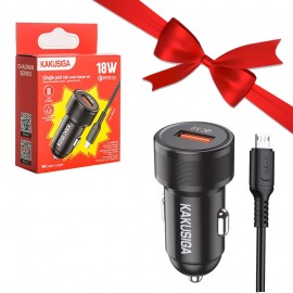 بسته 1+10 شارژر فندکی 18 وات + کابل اندروید (MicroUSB) کاکوسیگا (KAKUSIGA) مدل KSC-1052 (یک عدد هدیه)