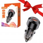 بسته 1+10 شارژر فندکی 60 وات دو پورت کاکوسیگا (KAKUSIGA) مدل KSC-1175 (یک عدد هدیه)