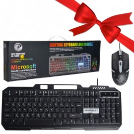 بسته 1+10 کیبورد و موس سیم دار بک لایت RGB ایکس پی (XP) مدل XP-11400N (یک عدد هدیه)