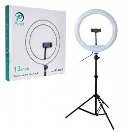 رینگ لایت 13 اینچ + سه پایه عکاسی پی نت (P-net) مدل LJJ33-RGB