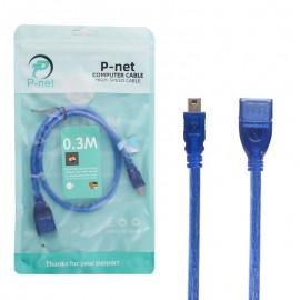 کابل افزایش طول موبایل و دوربین 5 پین ذوزنقه ای USB AF/5P پی نت (P-net) طول 0.3 متر