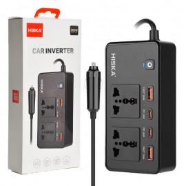 چند راهی برق + چهار پورت USB اینورتر خودرو هیسکا (HISKA) مدل CH-5519